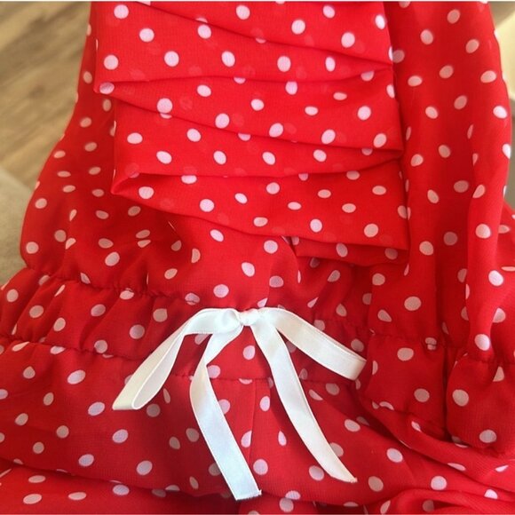 NWT Mia Belle Girls 6-7 Red and White Polka Dot Romper - Picture 3 of 5